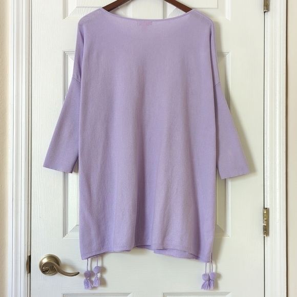 Lilly Pulitzer Elba Light Oversized Boat Neck Quarter Sleeve Sweater Lilac M - Picture 11 of 13